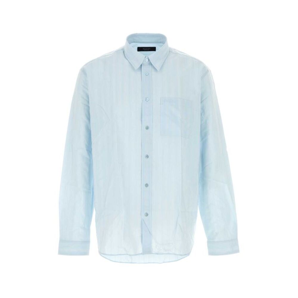 Gucci Men Light Blue Cupro Blend Shirt